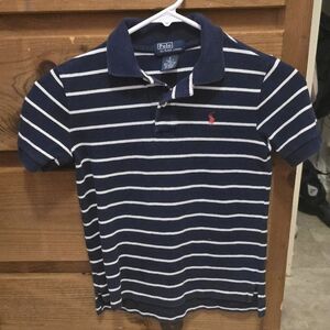 Boys (6) Ralph Lauren Navy striped Polo Shirt